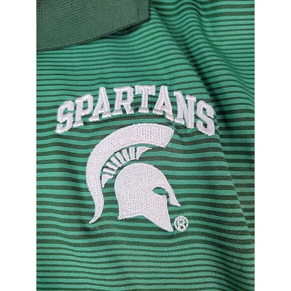 Michigan State Golf Polo Shirt Mens XL Green Embroidered Striped Pro EDGE - Picture 3 of 8